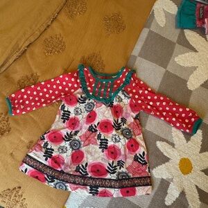 Matilda Jane Red and Teal Floral Holiday Dress with a Cat Pattern!